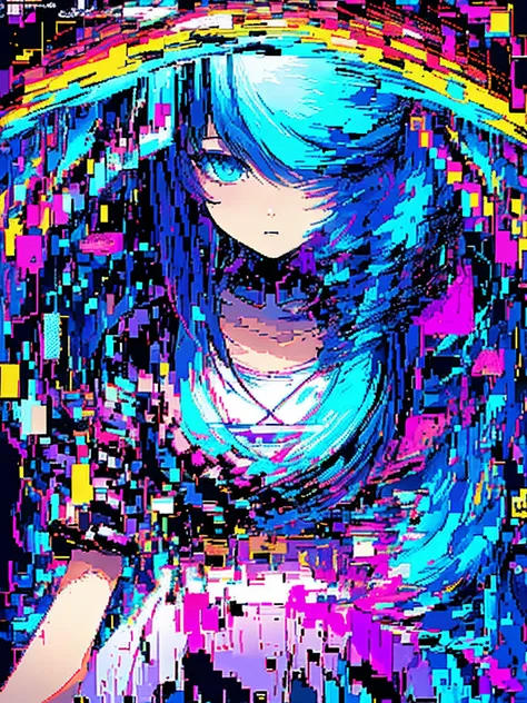 (​masterpiece、top-quality、top-quality、official art、beautifly、aesthetic:1.2、(1girl in:1.3)、glitch art、(digital distortion)、pixela...