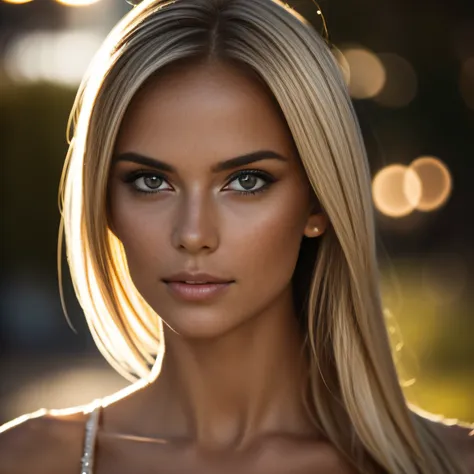 front photo of a 25-year-old european woman, pointing at the camera, cheveux blonds, serious, (amazing skin details: 1.4), (peau...