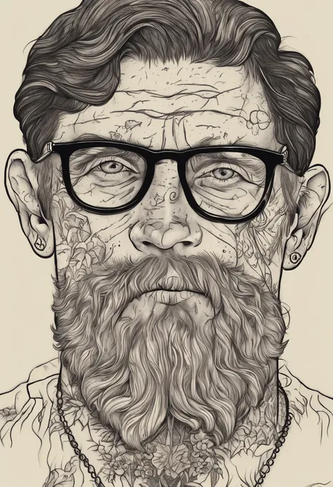 Two photos of a man with a tattoo on his face and a man with glasses, tatuagens no rosto, tatuagens faciais, tatuagem no rosto, com tatuagem facial, tatuagens faciais, handsome symmetrical faces, neck tattoos, com tatuagens no rosto, detailed and symmetric...