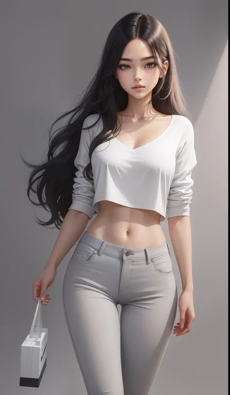 a woman in a white shirt and red pants is playing video game, simple style, wearing elegant casual clothes, muted red, simple clothes, milk and red style, casual clothing style, modern fashion outfit, wearing a fisher , casual modern clothing, inspo, red c...