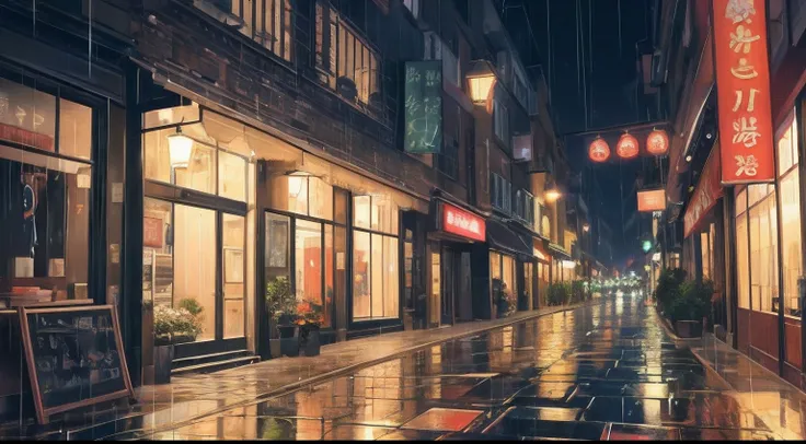 Its raining on a dim night in the city。The illumination is beautiful, however、Where is it lonely　The candlelight is gentle。The ground is wet from rain