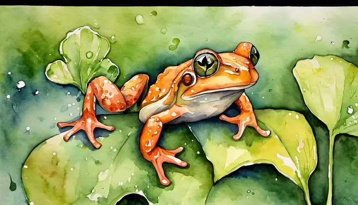 Oi IA, Create images for a fable. I need a frog, The lying frog telling lies in the swamp to other animals