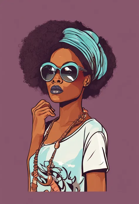 character design image, vector art, of a woman with big afro hair, super cute funky black girl, vector sketch style illustration, adobe illustrator sketch art style, vector sketch art style, in digital illustration style , highly detailed character design,...