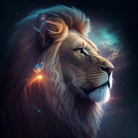 Lion, leone, King, naturais, Natureza, Natureza, Linda, renderizado, fotorrealista, UltraHD, 4k, texturasdetalhadas, thunders, sombras detalhadas, cores detalhadas, por do sol, sol se pondo, Sunset, Natureza Linda, fundo preto, por do sol, contraste detalh...