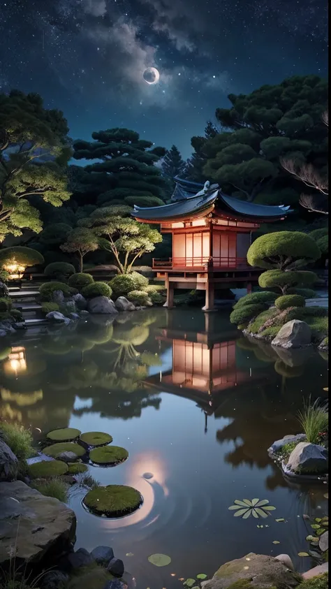 Japanese garden、natta、Beautiful fece、There is a pond、Be quiet、The stars are beautiful、The moon is beautiful