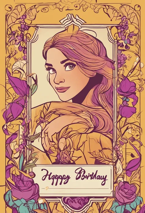 Birthday party invitation with tangled theme, Disney, Rapunzel