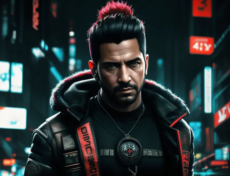 Arafed imagem de um homem com um sci - fiorer em seu peito, Arte digital detalhada em 4k, Arte digital altamente detalhada em 4k, Retrato de Adam Jensen, Epic portrait illustration, Retrato de um homem cyberpunk, pintura digital futurista, estilo pintura d...