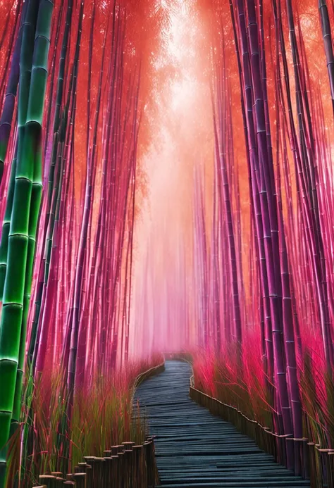 Mysterious bamboo forest，Deep winding path。