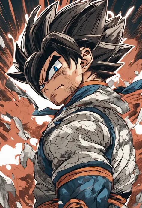 Goku character design by Naohito Yamamuro, digital painting, extremely detailed, intricate, delicate, highly detailed face, dynamic action pose, dramatic lighting, concept art