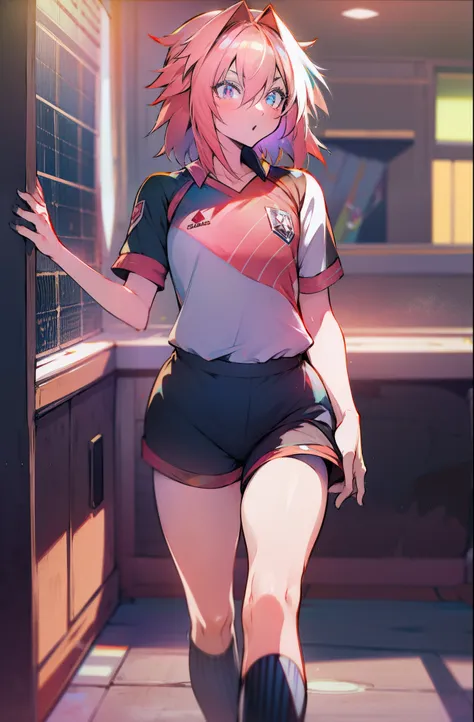 o destino de astolfo , uniforme de futebol,diamond, multicolored hair, multicolored eyes