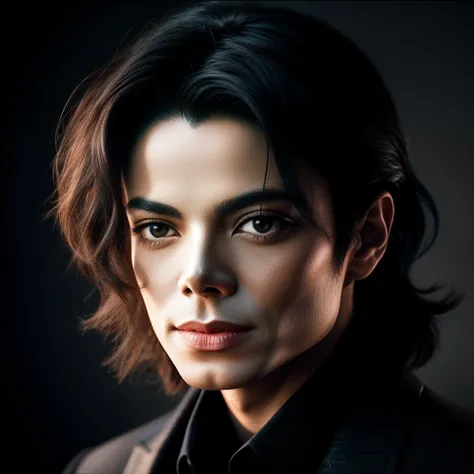 Michael Jackson, with stage lights, Style analogique brut, Des yeux captivants, Expressions captivantes. The background should be neutral and simple, pay close attention to details such as highlights and shadows on your face and hair to create a realistic ...