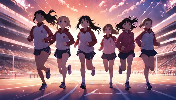 A group of girls running in PE class