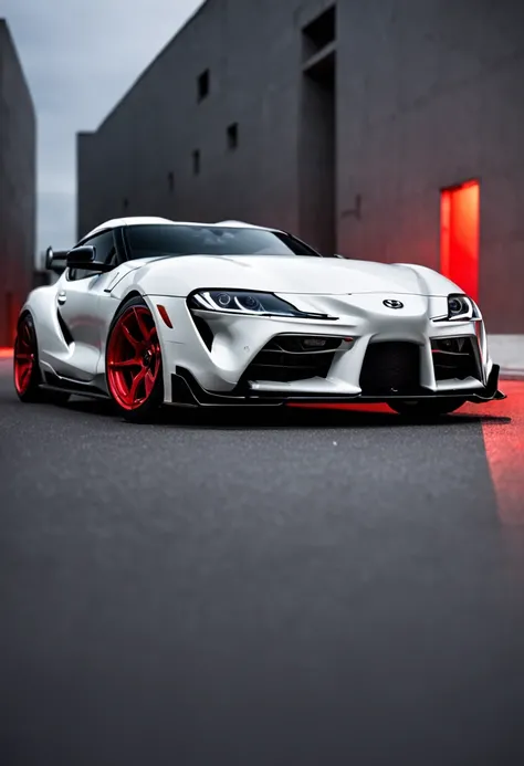 arafed white toyota supra mk4 with a red light on the hood, in the night, neon background, hd wallpaper, desktop background, amazing wallpaper, toyota supra, wallpaper mobile, high quality wallpaper, high-quality wallpaper, sports car, desktop wallpaper, s...