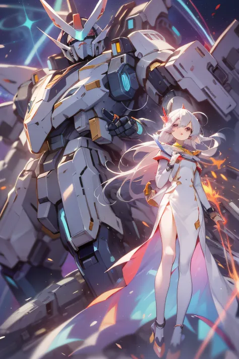 "majestic mecha exuding its unparalleled might, radiating an awe-inspiring aura,big aura