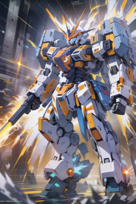 "Majestic mecha exuding its unparalleled might, radiating an awe-inspiring aura,big aura