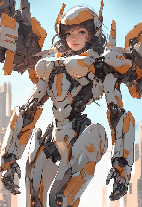 Close-up of a person flying in the air, Mecha wings, female mecha, mecha asthetic, girl in mecha cyber armor, cool mecha style, beautiful full-body concept art, modern mecha anime, Mechanized Valkyrie girl, pristine concept art, 2. 5 D CGI anime fantasy ar...