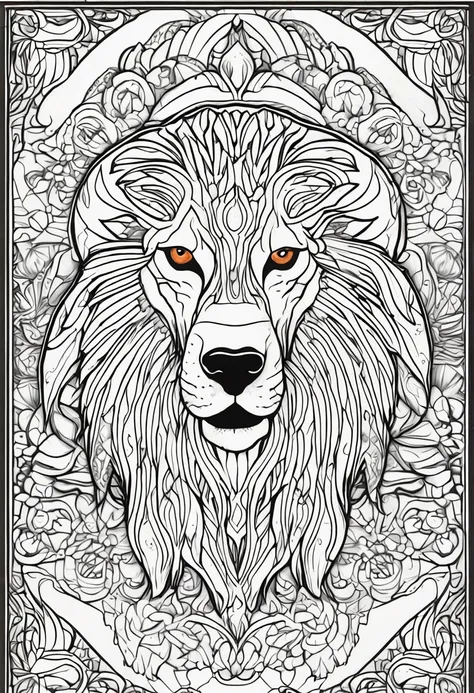 coloring page for adults, bold lines, mandala puppy body, mandala dinosaur face, mandala face, symmetrical, white background, clean line art, fine line art