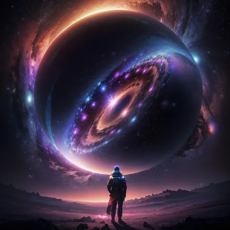 arafed image of a man standing in front of a giant black hole, beeple masterpiece, beeple artwork, artgem and beeple masterpiece, by Beeple, style hybrid mix of beeple, 3 d render beeple, beeple and tim hildebrandt, inspired by Beeple, beeple art