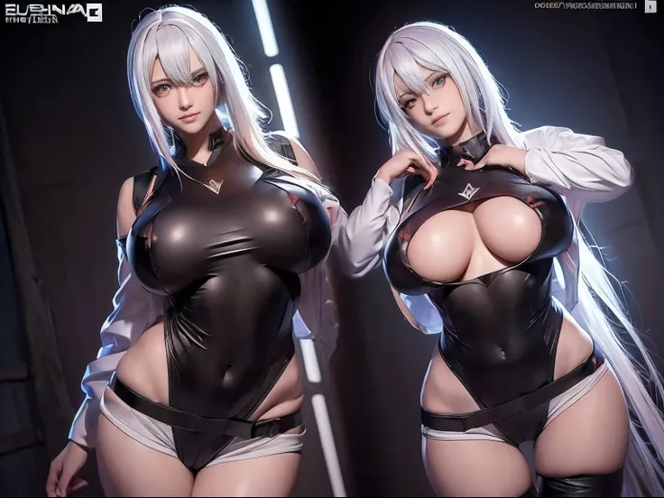 (((Lucyna "Lucy" Kushinada))) (white hair) ((cyberpunk edgerunner)) (((enormes tetas)))  8k,((cuerpo completo))(((Amazing tits)))caliente, hermosa,((Hornie)), 8k, hiperrealista todo como un motor irreal trazado de rayos render ((estilo humano hiperealista)...