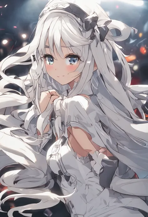 White long hair loli white stockings