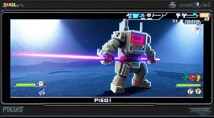 pixel game，character  design，Sci-fi suit，Warrior with a laser gun， Pixel art #pixelart