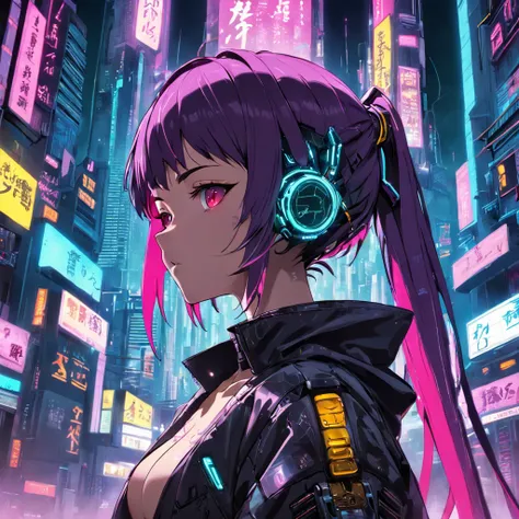 senhora cyberpunk futurista