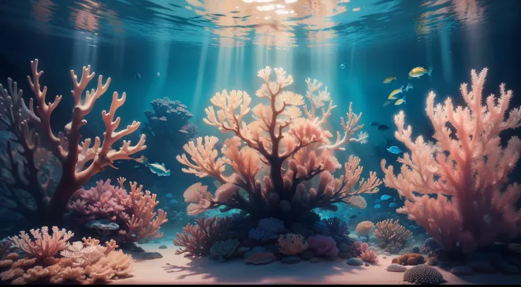 "High quality, masterpiece, underwater, coral reef, fish."