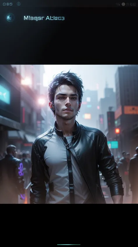 Change background cyberpunk, handsome boy, realistic face, 8k, ultra realistic