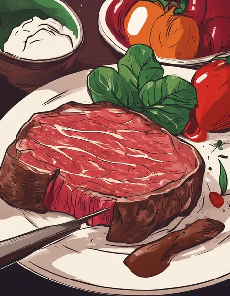 Close-up illustration of fresh steak meat