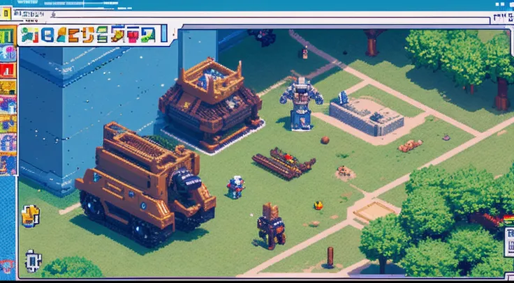 pixel game，character  design，super mecha，All kinds of artillery， Pixel art #pixelart