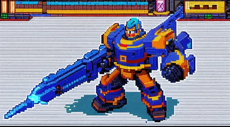 pixel game，character  design，super mecha，All kinds of artillery， Pixel art #pixelart