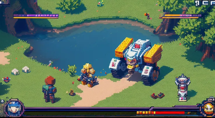 pixel game，character  design，super mecha，All kinds of artillery， Pixel art #pixelart