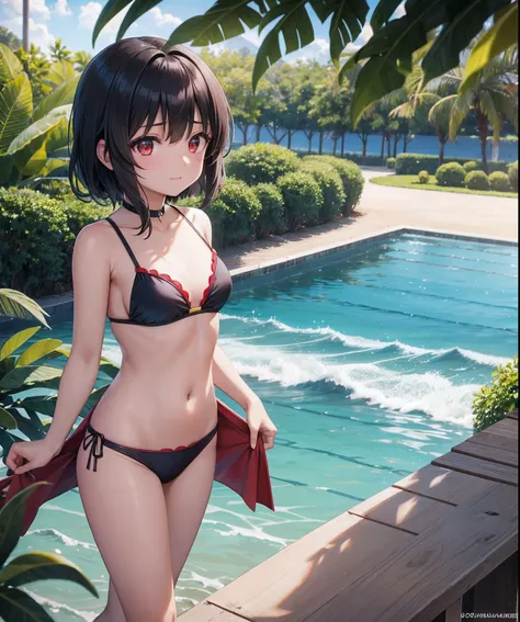 Kai Kokoai, STU48 Kai Kokoai, short hair, Cabelos castanhos escuros, 1girl_megumin_konosuba, outono, outono_Folhas, franja, Praia, azul_heaven, corar, seio, marrom_Hair, fechado_boca, nuvem, red eyes, Nublado_heaven, 鎖骨, dia, vestir, campo, flor, flor_camp...