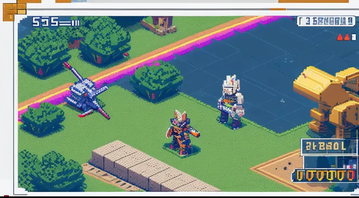 pixel game，character  design，super mecha，All kinds of artillery， Pixel art #pixelart