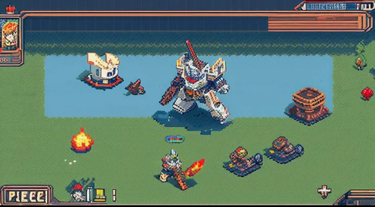 pixel game，character  design，super mecha，All kinds of artillery， Pixel art #pixelart