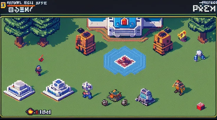 pixel game，character  design，super mecha，All kinds of artillery， Pixel art #pixelart