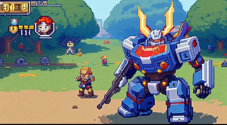 pixel game，character  design，super mecha，All kinds of artillery， Pixel art #pixelart