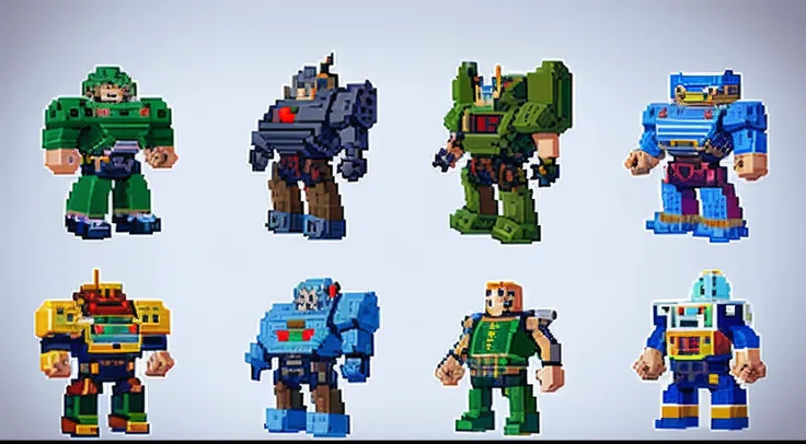 pixel game，character  design，super mecha，All kinds of artillery， Pixel art #pixelart