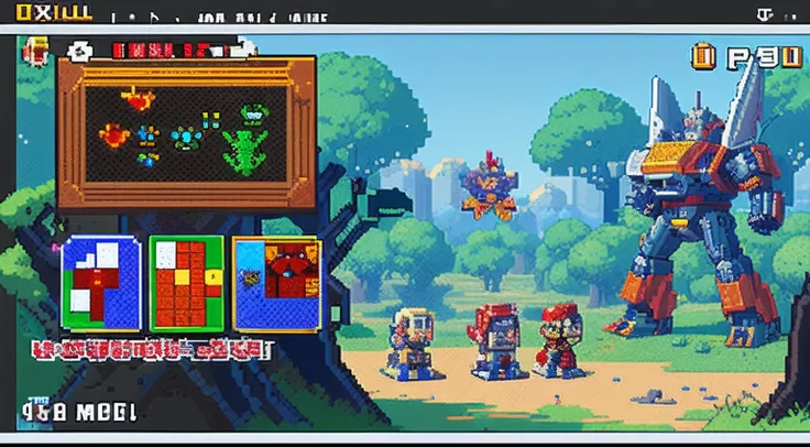 pixel game，character  design，super mecha，All kinds of artillery， Pixel art #pixelart