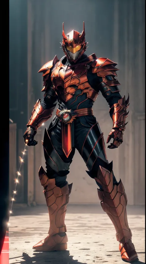 A man wearing a full-face helmet that covers most of his face, adorned in a biomimetic fantasy-style armor, the predominant black color is accented with red textures in the design this character embodies a finely crafted fantasy-style armored warrior desig...