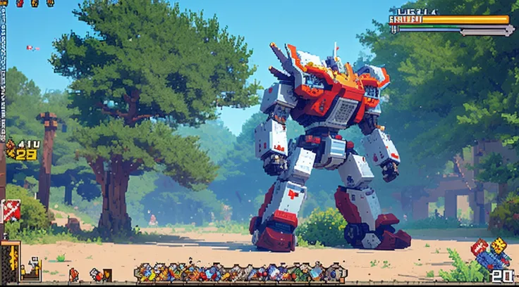 pixel game，character  design，super mecha，All kinds of artillery， Pixel art #pixelart