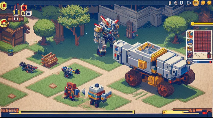 pixel game，character  design，super mecha，All kinds of artillery， Pixel art #pixelart