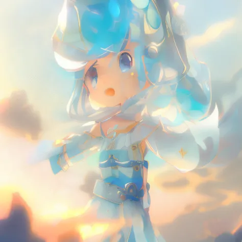 blue hairs，Anime girl with blue hat and blue dress, Stylized anime, Anime Stylization, style of anime4 K, anime styled 3d, hero 2 d fanart artsation, Cute detailed digital art, anime styled digital art, Digital art on Pixiv, Anime style. 8K, Game art!!, An...