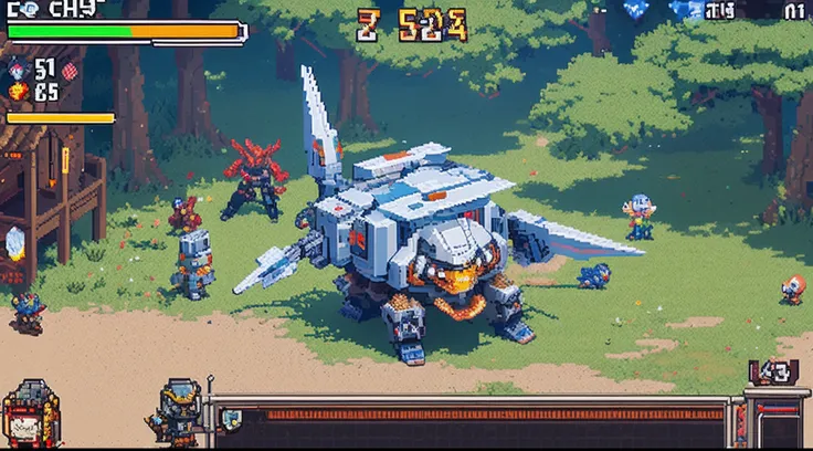 pixel game，character  design，super mecha，All kinds of artillery， Pixel art #pixelart