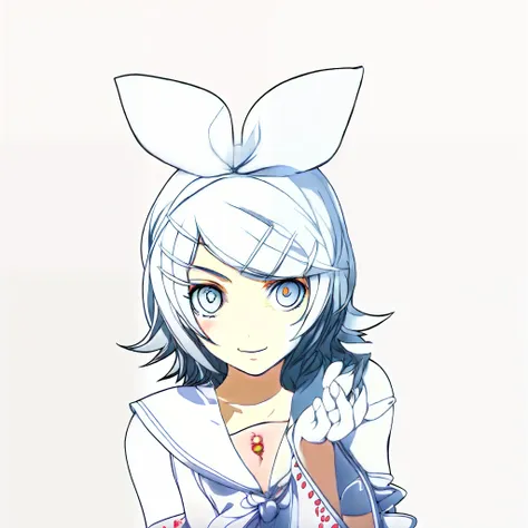 Anime girl with rabbit ears holding cell phone in hand, Kagamine too, Also, vocaloid, by Puru, with index finger, offcial art, digital art from danganronpa, with bunny ears, official character art, pikachu as a human, render of april, mikudayo, hq artwork,...