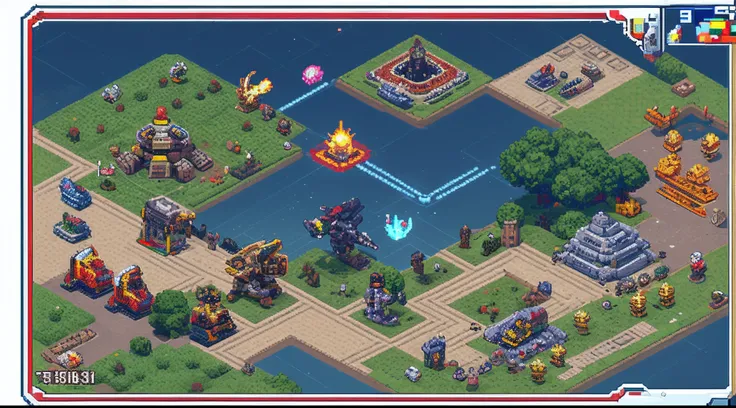 pixel game，character  design，super mecha，All kinds of artillery， Pixel art #pixelart