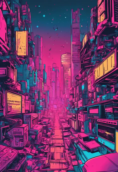 Estilo Cyberpunk livro aberto encima da mesa em sala escura, Cyberpunk, luz neon, 8k, azul e rosa, cyberpunk