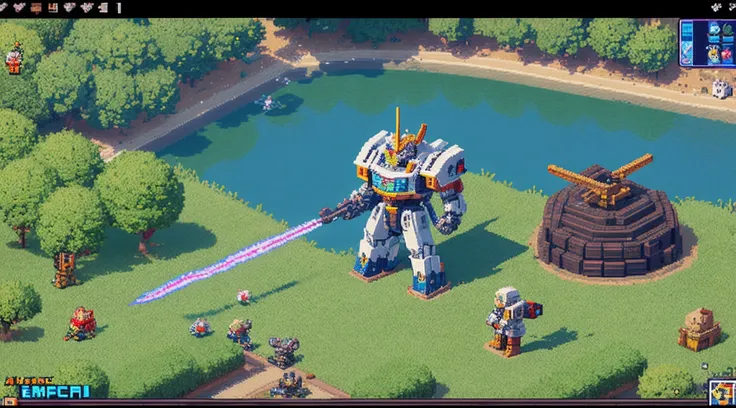 pixel game，character  design，super mecha，All kinds of artillery， Pixel art #pixelart