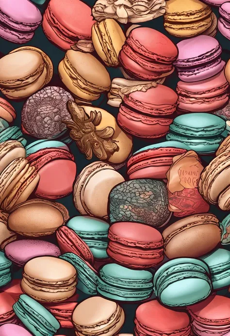 macarons，Dragons surround the buttons，China-style，Classical grain