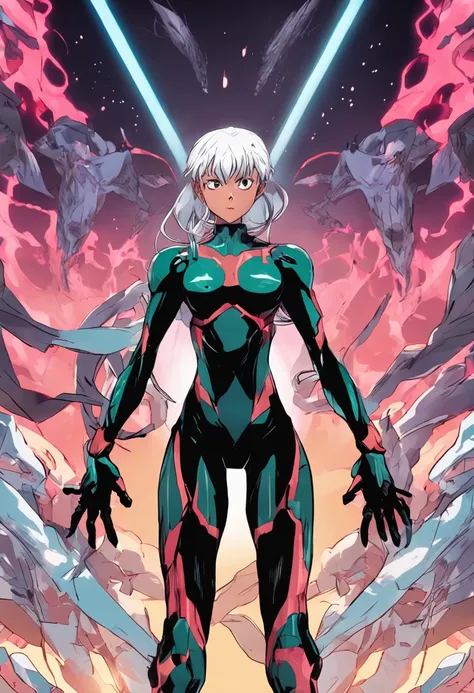 Rei from a young girl from Evangelion fights Eva with silver hair, Evangelion, anime big breast, Rei Ayanami, Scary